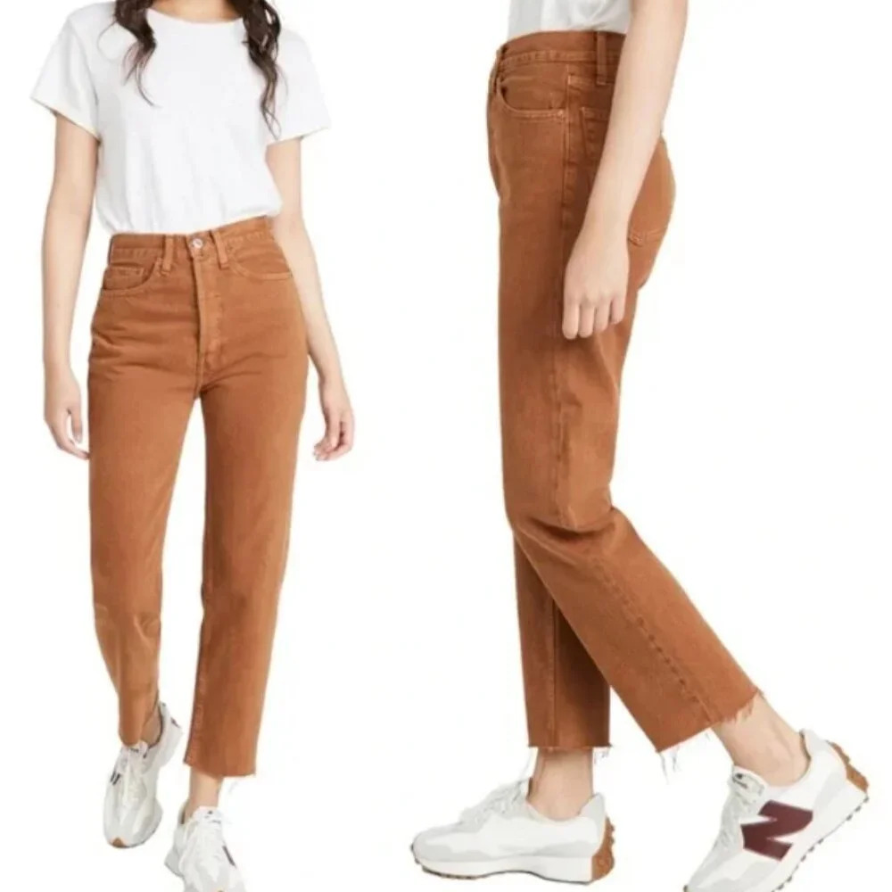 Re/Done 70s Ultra High Rise Stove Pipe Jeans in Washed Terracotta size 29